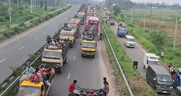 ঢাকা-টাঙ্গাইল-যমুনা সেতু মহাসড়কে ভয়াবহ যানজট